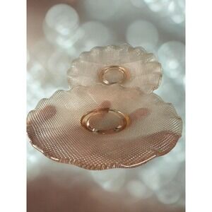 Set Of 2 Pink  Italian Colony Waffled Ruffles Glass 6 1/2'' Plate